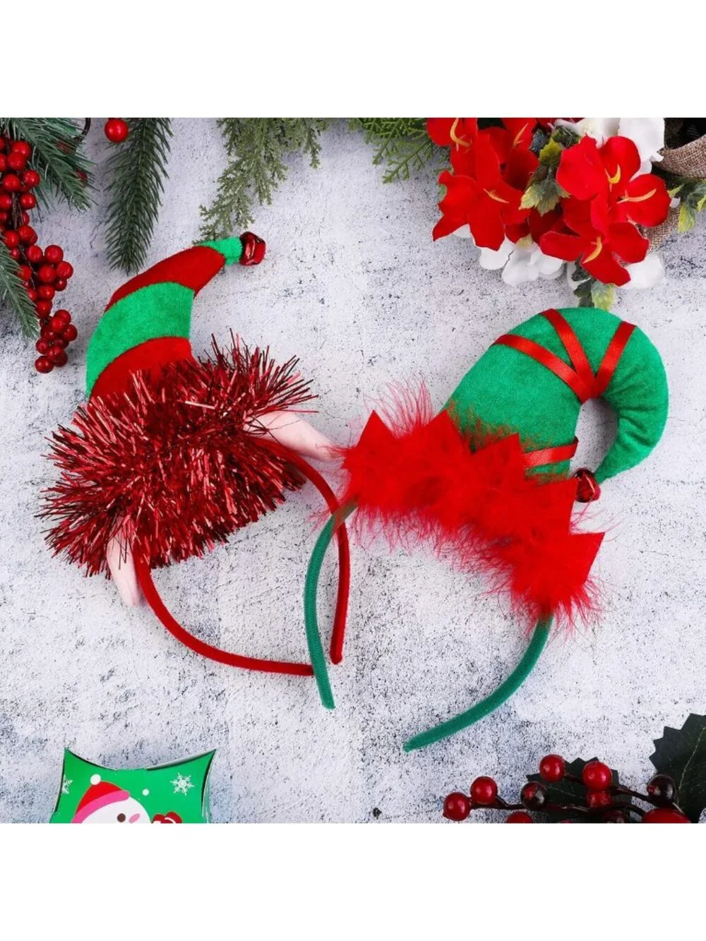Festive 6-Pack Elf Headbands - Creative Christmas Costume Accessories for